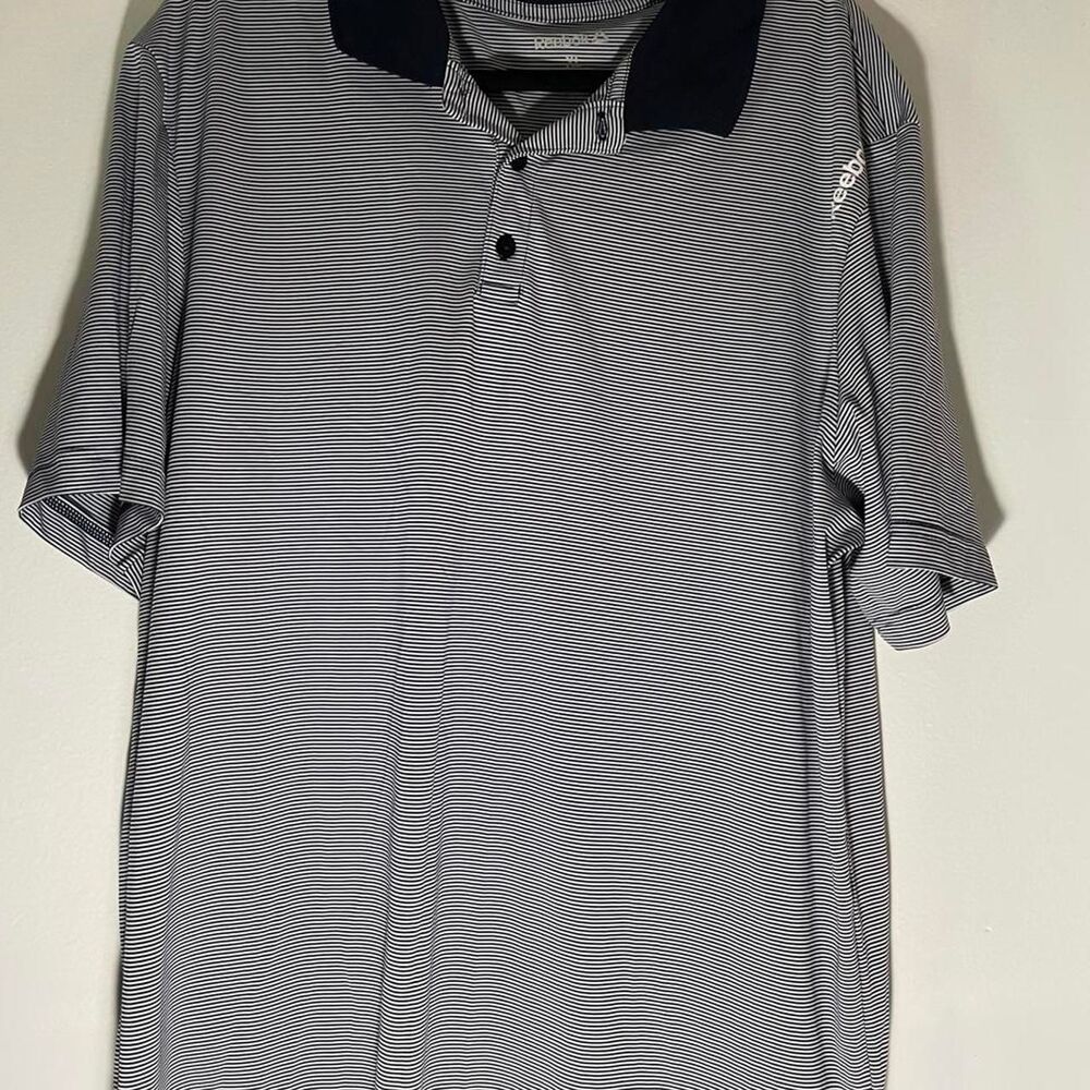 Reebok Men's Grey and Blue Polo-shirts